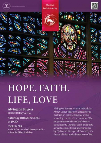 Leaflet for Alvington Singers concert at Buckfast Abbey 10 June 2023 Leaflet for Alvington Singers concert at Buckfast Abbey 10 June 2023
