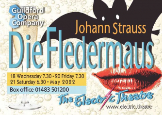 Guildford Opera Company poster for performances of Die Fledermaus