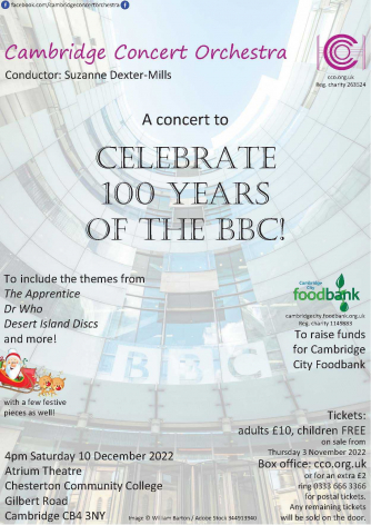 A Concert to Celebrate 100 Years of the BBC! - Cambridge Concert Orchestra
