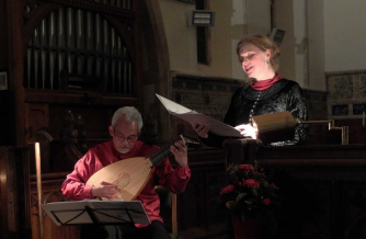 Sophia singing accompanied on lute by Din Sophia singing accompanied on lute by Din
