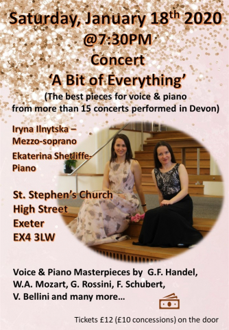 The best pieces for voice & piano from more than 15 concerts performed in Devon The best pieces for voice & piano from more than 15 concerts performed in Devon