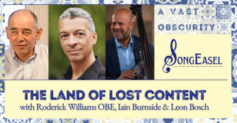 The Land of Lost Content with pictures of Roderick Williams OBE, Iain Burnside and Leon Bosch on a Spanish-inspired tiles background The Land of Lost Content with pictures of Roderick Williams OBE, Iain Burnside and Leon Bosch on a Spanish-inspired tiles background