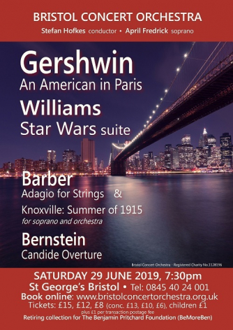 Bristol Concert Orchestra 29 June 2019 concert poster