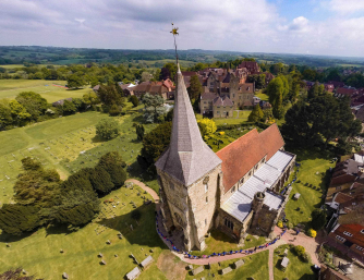 Aerial photo of St. Dunstan's Church, Mayfield