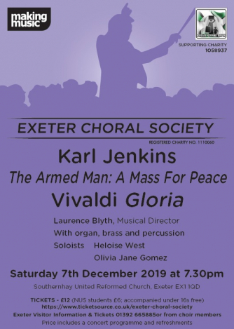 Exeter Choral Society concert flyer 7 December 2019 Exeter Choral Society concert flyer 7 December 2019