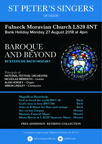 St Peter's Singers - Baroque & Beyond concert poster