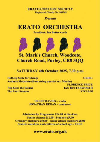 Flyer for 4th Oct 2025 Erato concert Flyer for 4th Oct 2025 Erato concert