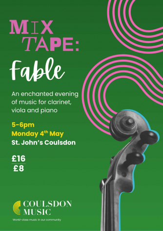 Bright green poster for FABLE, the latest Mixtape concert in Coulsdon Music's series