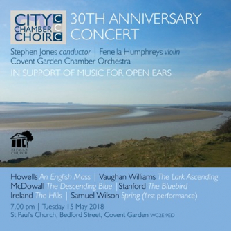 Concert information featuring photo of the Severn estuary near Lydney, Gloucestershire, birthplace of Herbert Howells