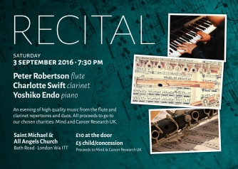 Poster for3rd September Peter Robertson (flute) & Charlotte Swift (clarinet)