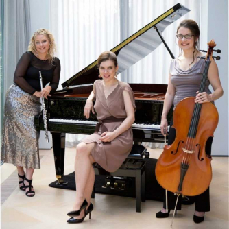 Marsyas Trio group photo positioned around a piano. Marsyas Trio group photo positioned around a piano.