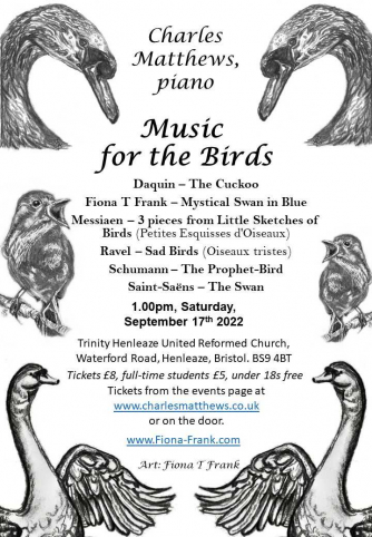 Concert poster: Music for the Birds, Henleaze, 17 September 2022 Concert poster: Music for the Birds, Henleaze, 17 September 2022
