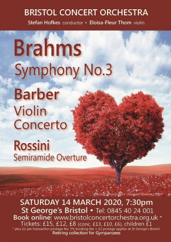 Bristol Concert Orchestra 14 March 2020 concert poster