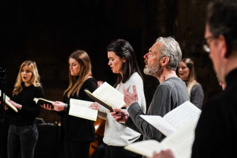 Mark Padmore and soloists singing in Battersea Arts Centre