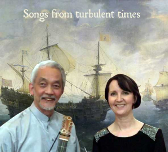 Din Ghani and Carmel Edwards with Spanish galleons Din Ghani and Carmel Edwards with Spanish galleons