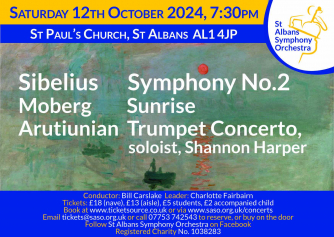 St Albans Symphony Orchestra 12 Oct 24 concert St Albans Symphony Orchestra 12 Oct 24 concert