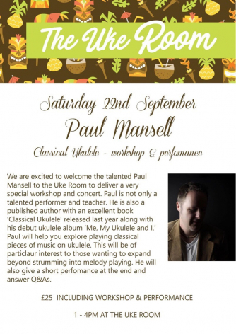 Classical ukulele performer Paul Mansell performs pieces by Bach, Carulli, Tarrega, Sor and others.