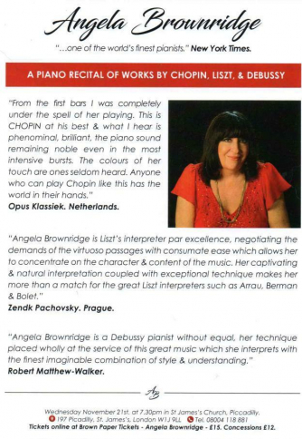Angela Brownridge plays Chopin, Liszt & Debussy