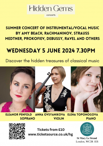 Hidden Gems - an evening of violin, piano and vocal music Hidden Gems - an evening of violin, piano and vocal music