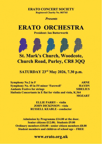 Flyer for the Erato Orchestra's 23rd May concert