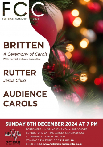 Christmas Choral concert flyer Muswell Hill 8th December