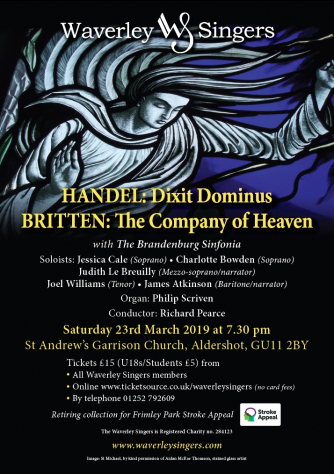 Poster featuring stained glass window image of St Michael by Aidan McRae Thomson