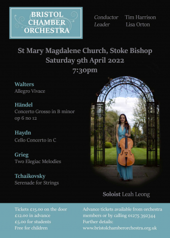 Leah Leong cellist and Bristol Chamber Orchestra Leah Leong cellist and Bristol Chamber Orchestra