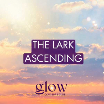 Text: "The Lark Ascending" on a photo of a sunset Text: "The Lark Ascending" on a photo of a sunset