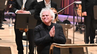 Photo of Sir Simon Rattle at the Barbican.