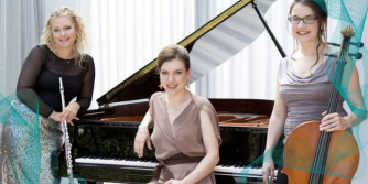 Marsyas Trio trio posing together with their instruments Marsyas Trio trio posing together with their instruments