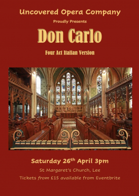 Don Carlo poster featuring the beautiful church of St Margaret's, Lee in Blackheath