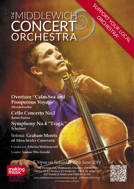 Graham Morris with his ’cello, making his fourth appearance with the Orchestra