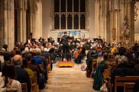 a classical concert scene in a church