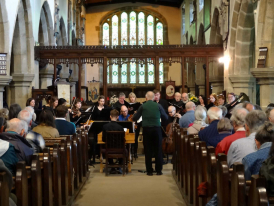 Interior St Andrew's Kildwick with choir & consort