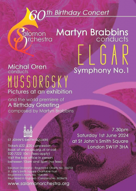 Concert Flyer: Brabbyns, Mussorgsky, Elgar.