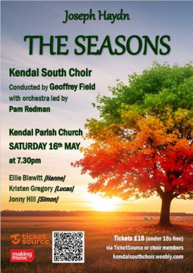 A shortened performance of The Seasons by Joseph Haydn, sung in English using The New Novello Choral Edition, with orchestral accompaniment.