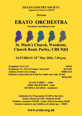 Flyer for the Erato Orchestra's 23rd May concert