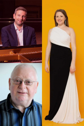 Composer Julian Dawes with soprano Hayley Swanton and pianist Jonathan Fisher