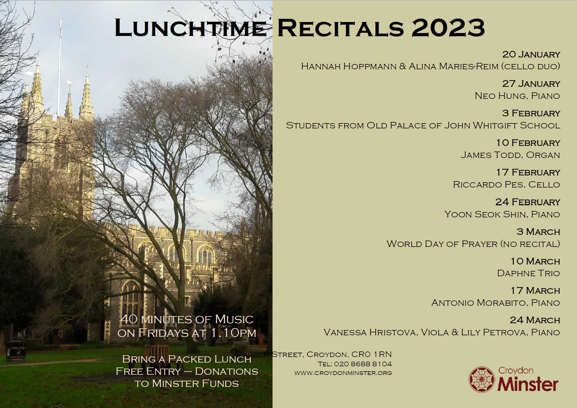 Lunchtime Recitals 2023 Adamo Duo at Croydon Minster, London on Friday 20th January 2023